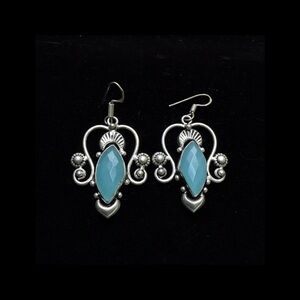 Faceted Blue Chalcedony Sterling Silver Earrings
